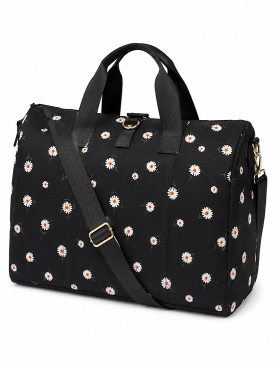 Alice + Olivia Handbags - NWT Alice + Olivia Canvas Black Floral Daisy Weekender Duffel Bag
